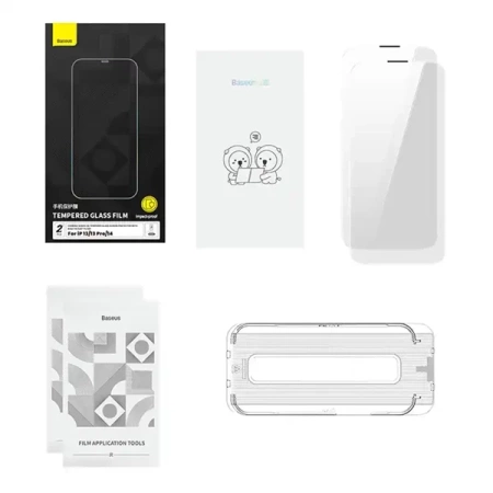 Szkło hartowane Baseus Corning do iPhone 13/13Pro/14 z filtrem przeciwpyłowym