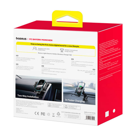 Uchwyt samochodowy Baseus z ładowarką 15W (czarny) Edycja Bayern