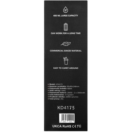 Blender akumulatorowy USB-C 400ml / 2x3000mAh KD4175