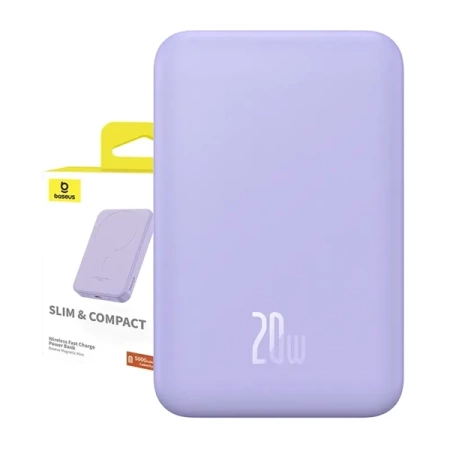 Magnetyczny mini powerbank Baseus 5000mAh 20W (fioletowy)