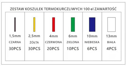 Koszulki rurki termokurczliwe zestaw 100szt. KD10918
