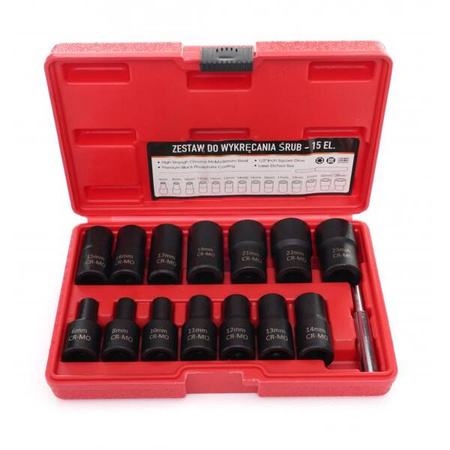 ZESTAW NASADEK DO OBRABIANYCH ŚRUB 1/2" - 15 EL. KD11793
