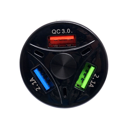 Ładowarka samochodowa QUICK CHARGE 3 porty USB LED KD1238