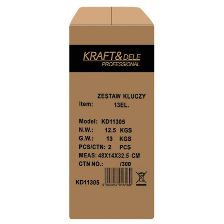 KLUCZE PŁASKO-OCZKOWE Z GRZECHOTKĄ ŁAMANE 13szt 8-32mm KD11305