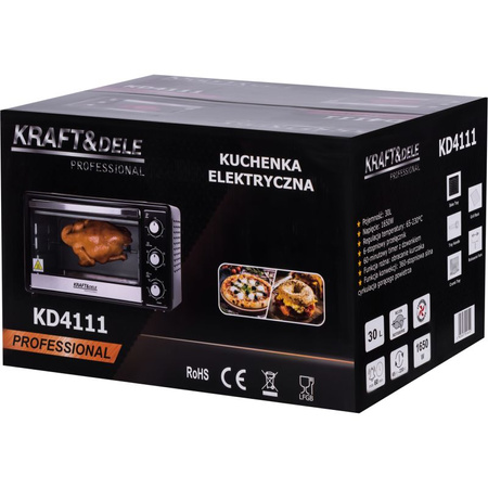 KUCHENKA ELEKTRYCZNA 30L 1650W FUNKCJA ROŻNA+AKCESORIA KD4111