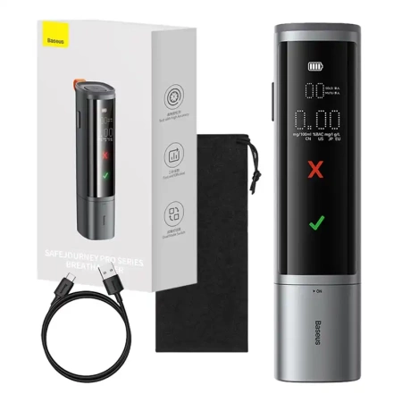 Elektroniczny alkomat bezustnikowy Baseus SafeJourney Pro (szary)