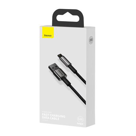 Kabel USB do Lightning Baseus Tungsten Gold, 2.4A, 2m (czarny)