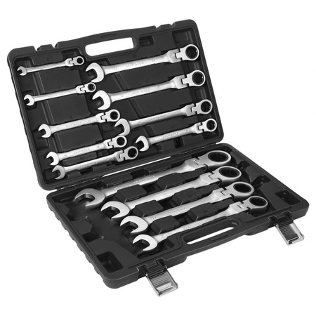 KLUCZE PŁASKO-OCZKOWE Z GRZECHOTKĄ ŁAMANE 13szt 8-32mm KD11305