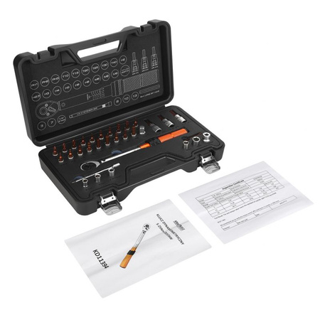 KLUCZ DYNAMOMETRYCZNY 1/4" 5-25Nm ZESTAW 32el, KD11394