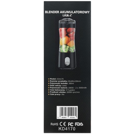 Blender akumulatorowy USB-C 380ml / 2x3000mAh KD4170