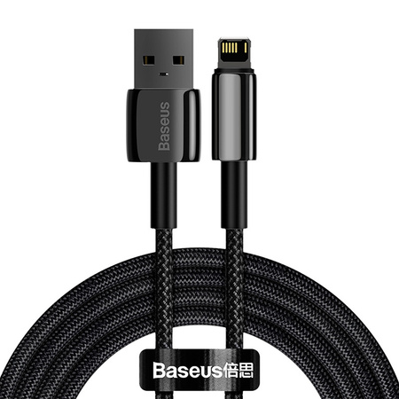 Kabel USB do Lightning Baseus Tungsten Gold, 2.4A, 2m (czarny)