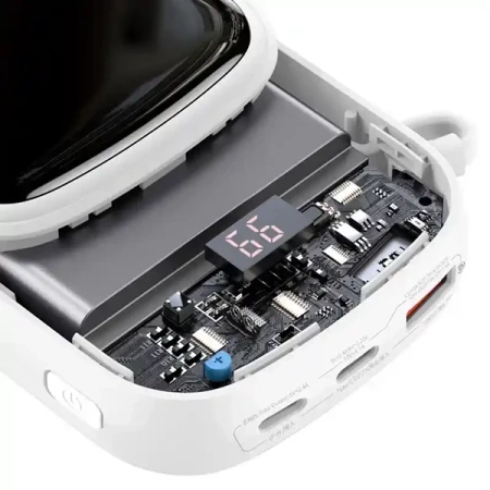 Powerbank Baseus Qpow PRO z kablem Lightning, portem USB-C i USB, 20000mAh, 20W (biały)