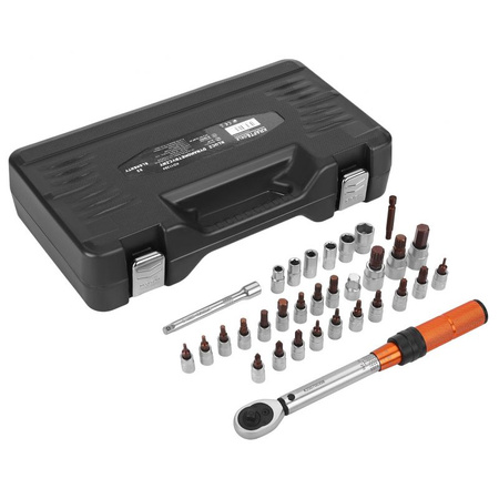 KLUCZ DYNAMOMETRYCZNY 1/4" 5-25Nm ZESTAW 32el, KD11394