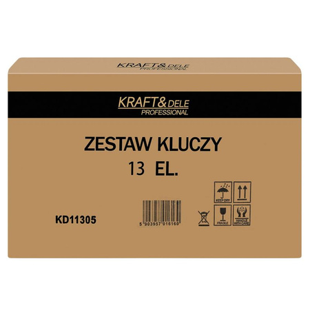 KLUCZE PŁASKO-OCZKOWE Z GRZECHOTKĄ ŁAMANE 13szt 8-32mm KD11305