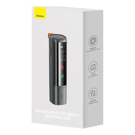 Elektroniczny alkomat bezustnikowy Baseus SafeJourney Pro (szary)