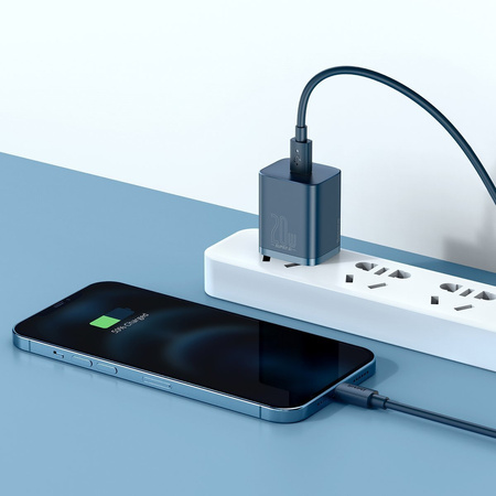 Ładowarka sieciowa Baseus Super Si Quick Charger 1C 20W z przewodem USB-C do Lightning 1m (niebieska)