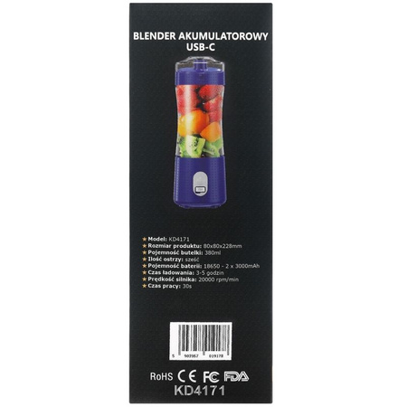 Blender akumulatorowy USB-C 380ml / 2x3000mAh KD4171