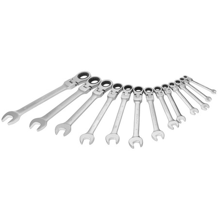 KLUCZE PŁASKO-OCZKOWE Z GRZECHOTKĄ ŁAMANE 13szt 8-32mm KD11305