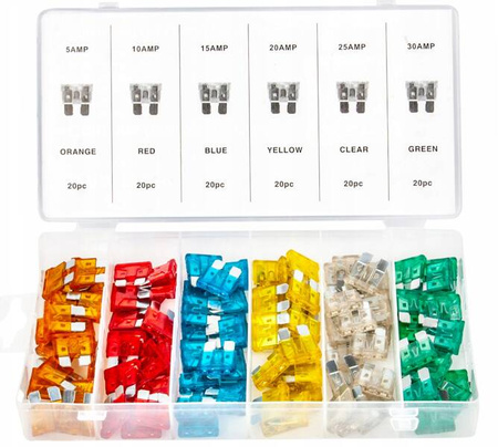 Bezpieczniki samochodowe 120szt. 5-30A KD1300