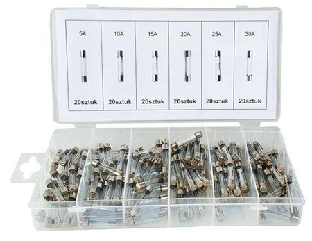 Bezpieczniki szklane 120szt.  5-30A KD1302