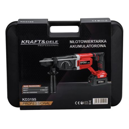 Młot udarowy akumulatorowy 21V 4,5J BEZSZCZOTKOWY 2 x 4Ah KD3195