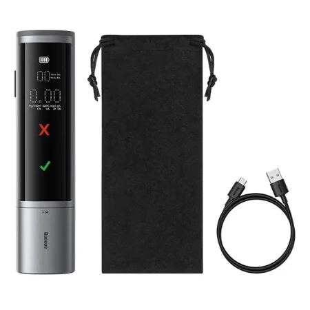 Elektroniczny alkomat bezustnikowy Baseus SafeJourney Pro (szary)