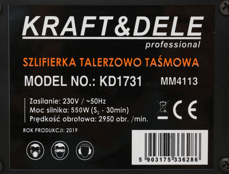 SZLIFIERKA TAŚMOWO TALERZOWA 550W KD1731