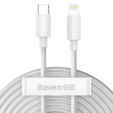 Kabel USB-C do Lightning Baseus Simple Wisdom, PD, 20W, 1.5m (biały) 2szt.