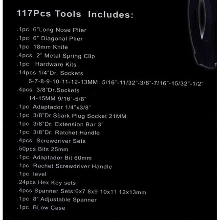 Zestaw narzędzi 117 el. w walizce KD10831