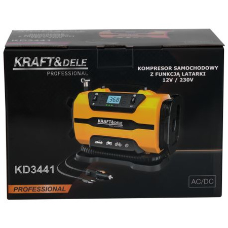 Kompresor samochodowy z funkcją latarki 12/230V KD3441